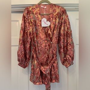 NEW with tags! Buddy Love Adeline Sequin Wrap Dress in Wild Strawberry. Size XS